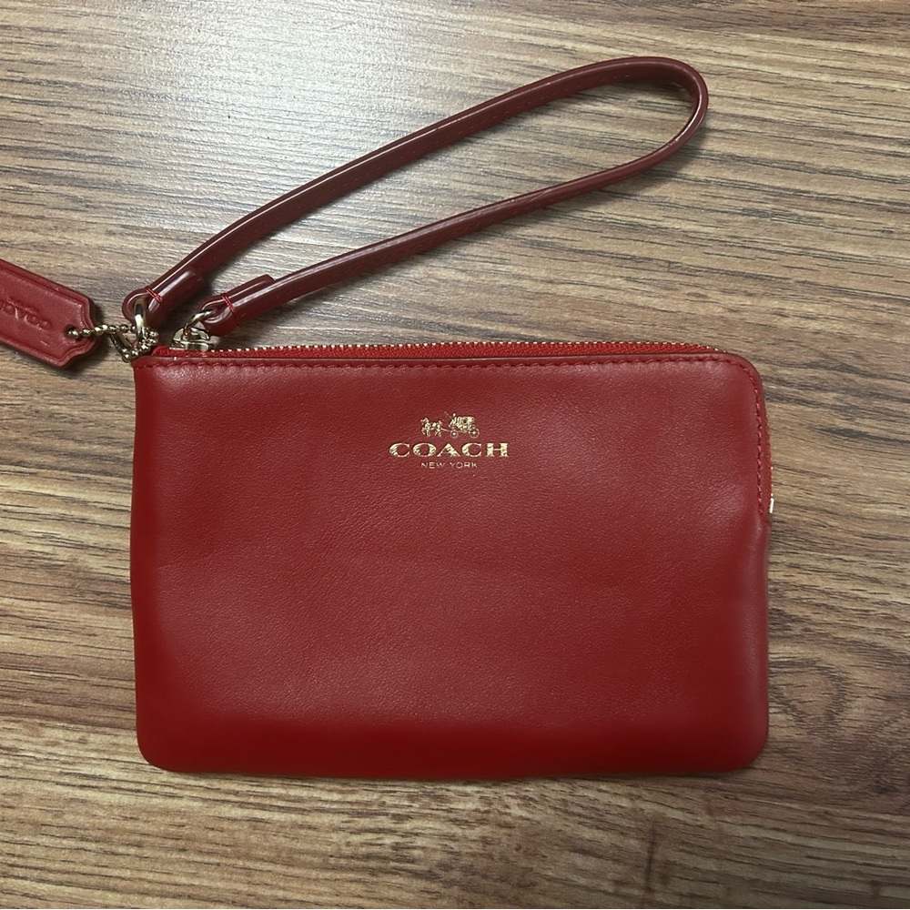 Coach Scarlet Leather Wristlet